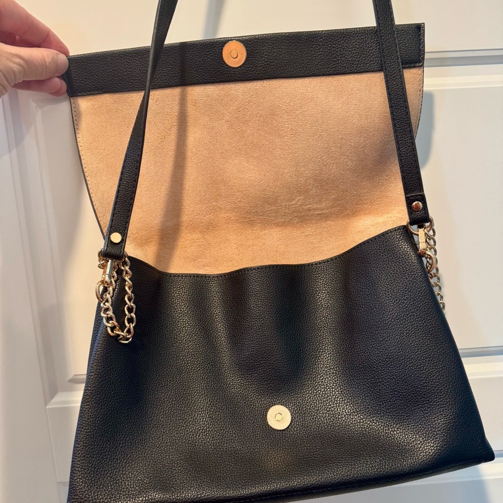 Black and Gold Flap Clutch bag with magnetic closure by a New Day purse